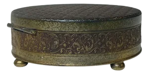 Scandinavian Jewelry Trinket Box with Daisies in Bronze, 1920s