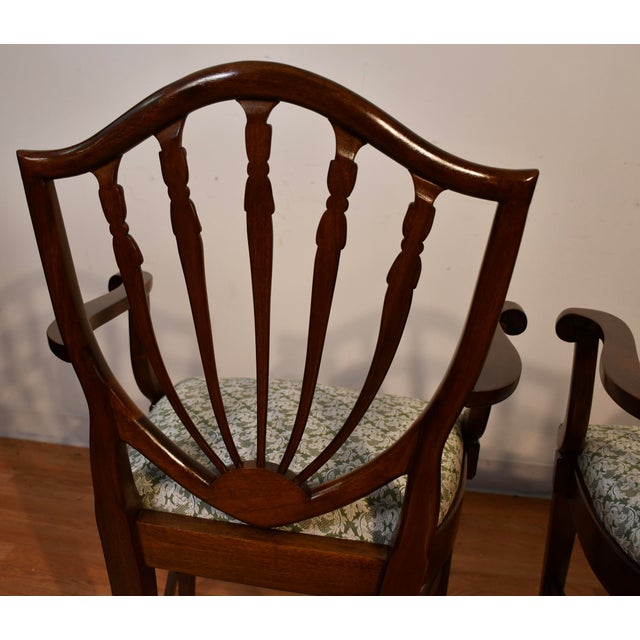 1920 Antique English Solid Walnut Shield-Back Set of Six Dining Chairs For Sale - Image 9 of 18