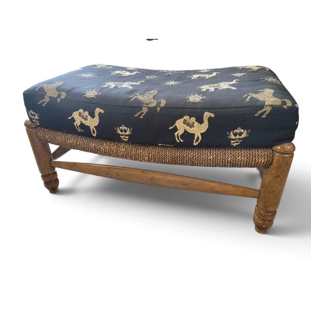 1990s Maitland-Smith British Colonial Cane Lounge Chair & Ottoman, C. 1990 For Sale - Image 5 of 16