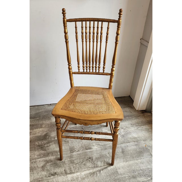 Enhance your dining space with this rare, matching set of six antique 19th-century ballroom chairs, beautifully crafted by...