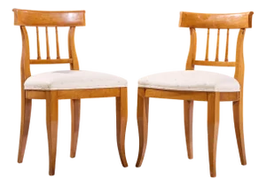 Kindel Furniture French Regency Solid Cherry Wood Dining Side Chairs - Pair