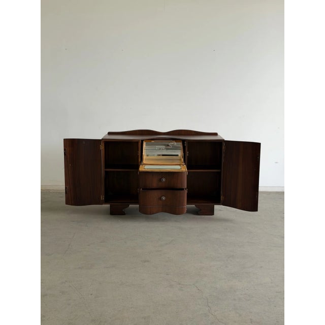 1940s 1940s Art Deco Curved Waterfall Sideboard With Inlaid Details For Sale - Image 5 of 16