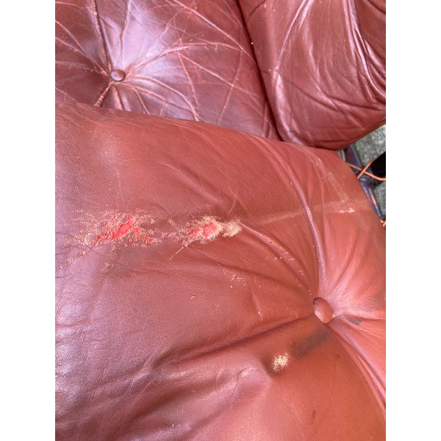 Mid 20th Century Mid 20th Century Leather and Rattan Sofa and Chair After Percival Lafer - Set of 2 For Sale - Image 5 of 12