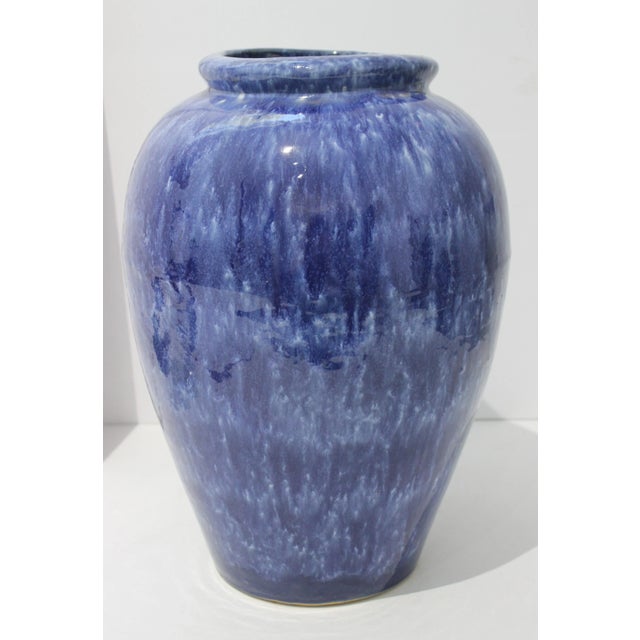 Italian Artisan Mottled Blue Urn For Sale - Image 10 of 10