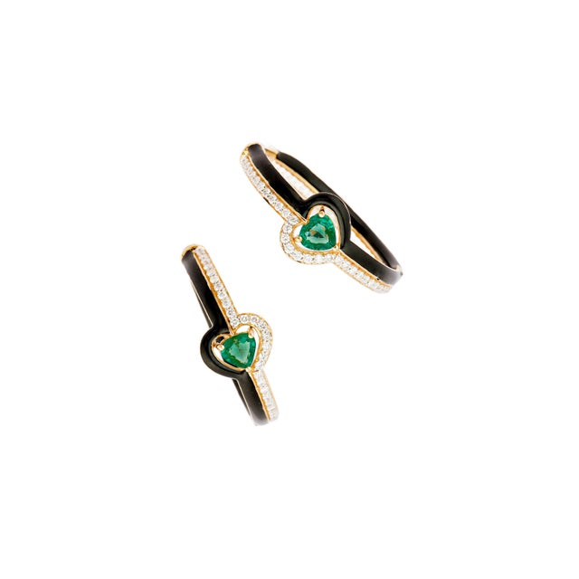 Natural diamond 0.93cts & emerald 0.73cts earring in 18k gold For Sale - Image 11 of 18