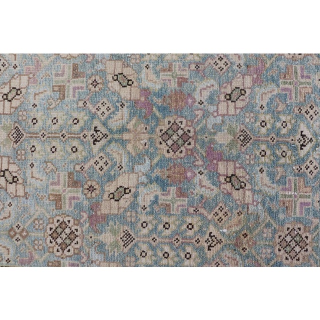 Antique Persian Malayer Runner With Sub-Geometric Design in Blue and Brown Tones 3'5 X 12'10 For Sale - Image 11 of 15