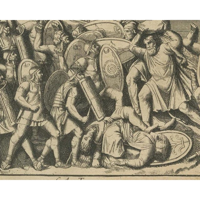 Bernard de Montfaucon, Roman Army Crossing a Bridge of Boats, Trajan's Column, 1722, Engraving For Sale - Image 4 of 8