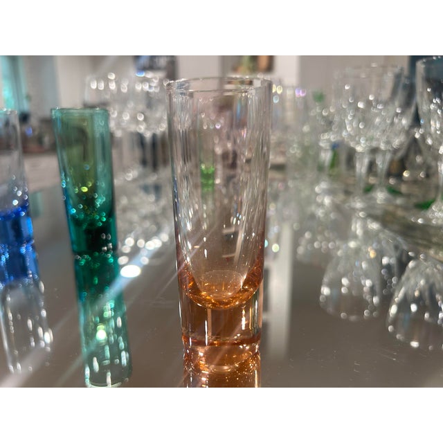 Glass 1970s Mid Century Modern Shot Glasses in Various Colors- Set of 5 For Sale - Image 7 of 10