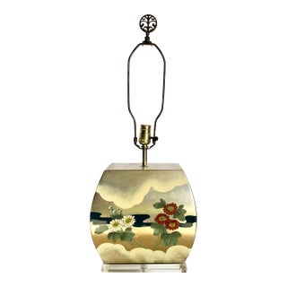 Vintage Chinoiserie Hand Painted Table Lamp For Sale