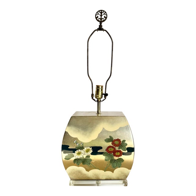 Vintage Chinoiserie Hand Painted Table Lamp For Sale