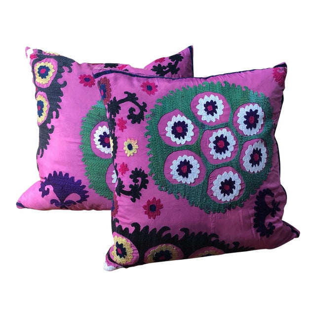 Turkish Suzani Pillows - A Pair For Sale