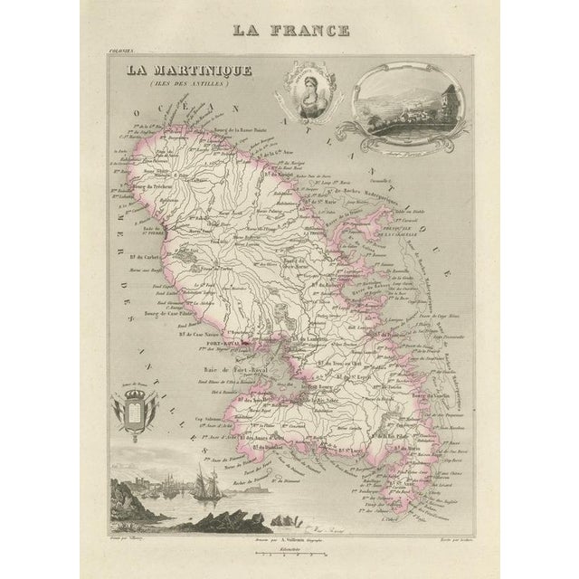 Antique Map of Martinique, Fort-Royal and the Caravelle, 1860 For Sale - Image 12 of 12