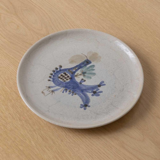 Mid 20th Century French Ceramic Painted Rooster Plate by Gustave Reynaud For Sale - Image 4 of 9