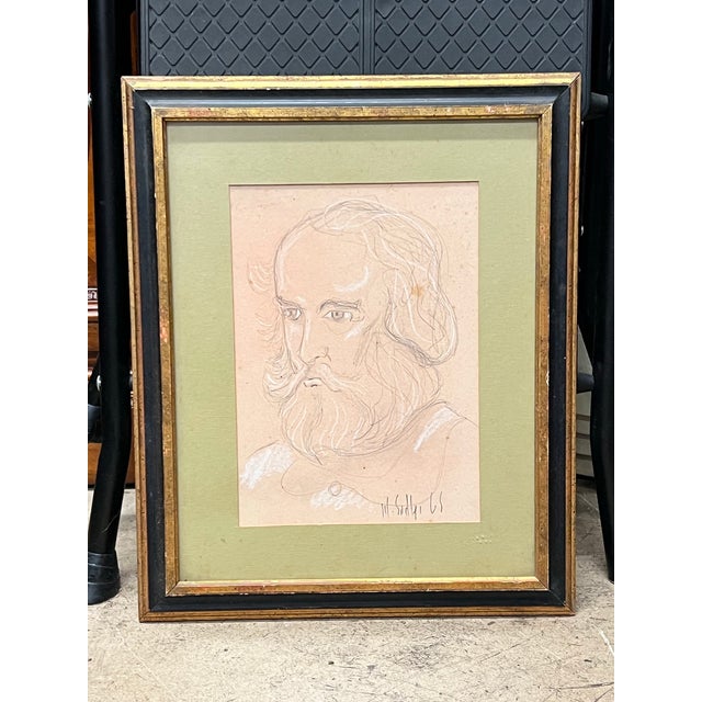 Victorian Signed 19th Century Profile Portrait Drawing of a Bearded Man For Sale - Image 3 of 6