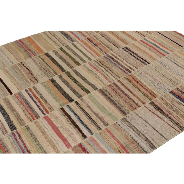 Rug & Kilim Rug & Kilim’s Patchwork Kilim Rug in Polychromatic Stripes For Sale - Image 4 of 8