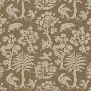 Schumacher Woodland Silhouette Fabric in Mocha For Sale