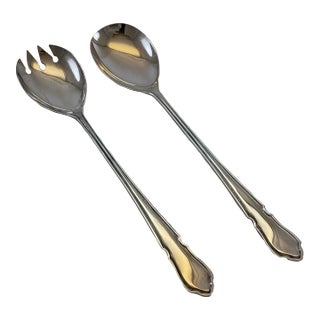 1970s Silver Salad Servers, Du Barry - 2 pcs For Sale