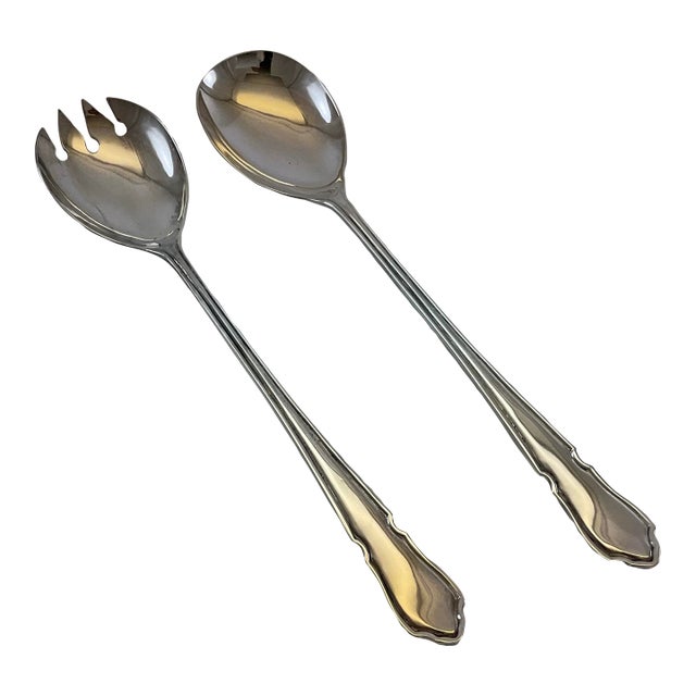 1970s Silver Salad Servers, Du Barry - 2 pcs For Sale