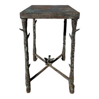 Mid 20th Century Hammered Brutalist Side Table After Giacometti For Sale