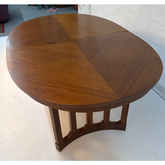 Mid 20th Century Mid-Century Oval Walnut Dining Table by Stanley For Sale - Image 5 of 16