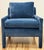 Mid-Century Modern Vintage Newly Upholstered MCM Blue Velvet Parsons Chair For Sale - Image 3 of 11