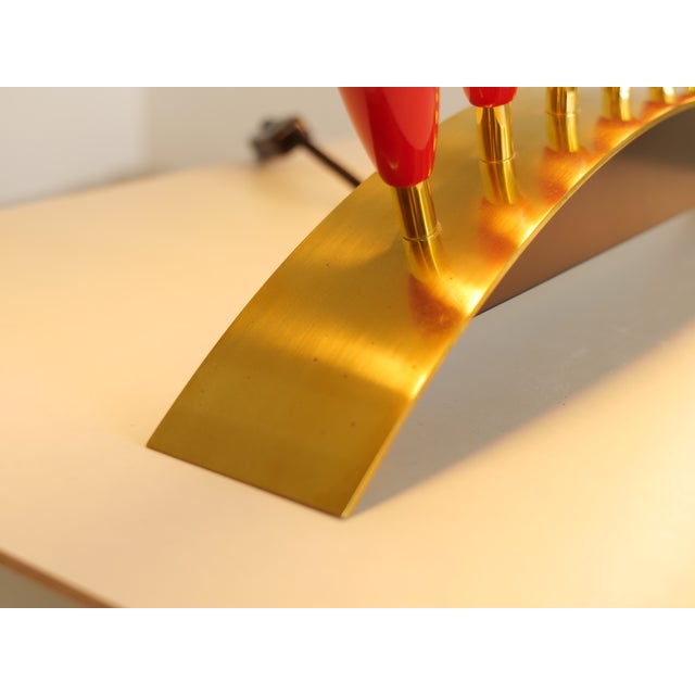 Metal Mid-Century Brass Lamp, 1950s For Sale - Image 7 of 8