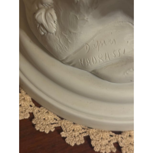 Large French Bisque Porcelain Muse With Mandolin Sculpture After Luca Madrassi For Sale - Image 9 of 10