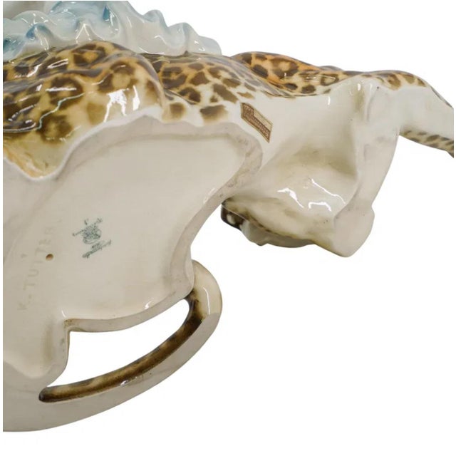 Brown Mid 20th Century Large Hutschenreuther Ariadne & Leopard Porcelain Statue For Sale - Image 8 of 9