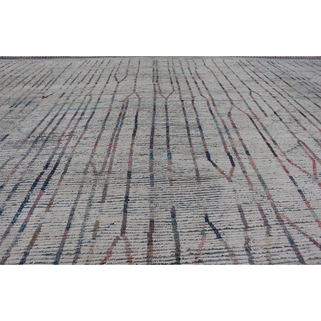 Modern Afghanistan Rug in Neutral Tones With Subdued Design With Pops of Color For Sale In Atlanta - Image 6 of 10