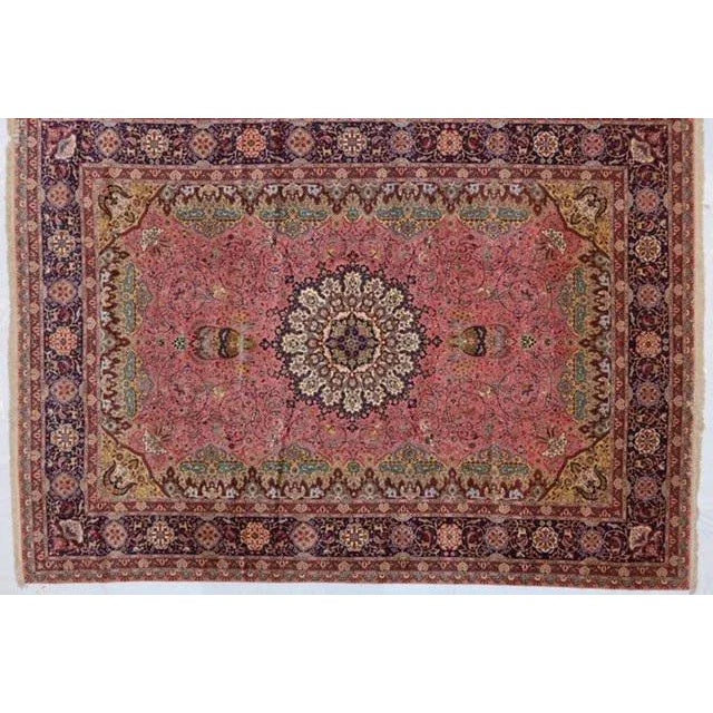 This master piece is a Silk foundation and Kork wool genuine hand made exceptionally fine Persian Royal Tabriz palace...