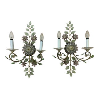 1940's Regency Cut Crystal XL Flowers & Petals Wall Sconces by Palme & Walter "Palwa" a - Pair For Sale