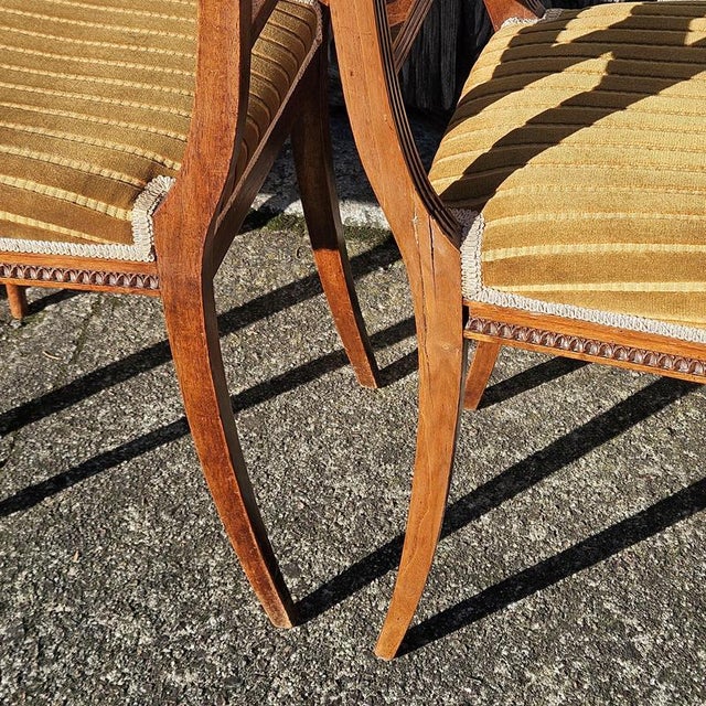 Antique :ate 19th Century Louis XVI Hand-Carved Walnut Side Chairs in the style of Claude Sené For Sale - Image 16 of 18