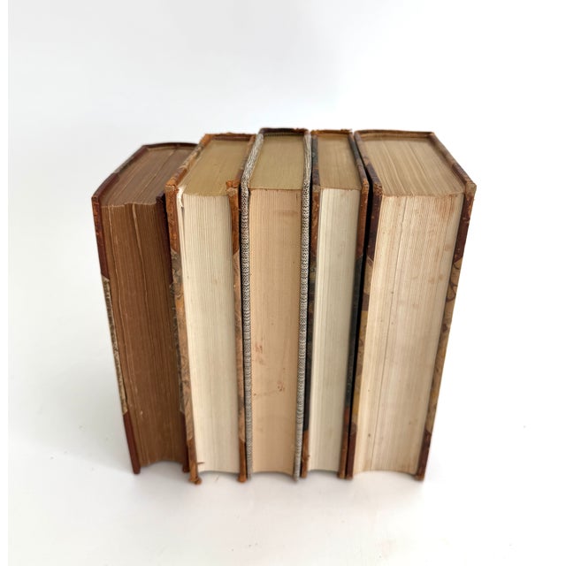 Antique Swedish Leather Bound Books - Set of 5 For Sale - Image 4 of 5
