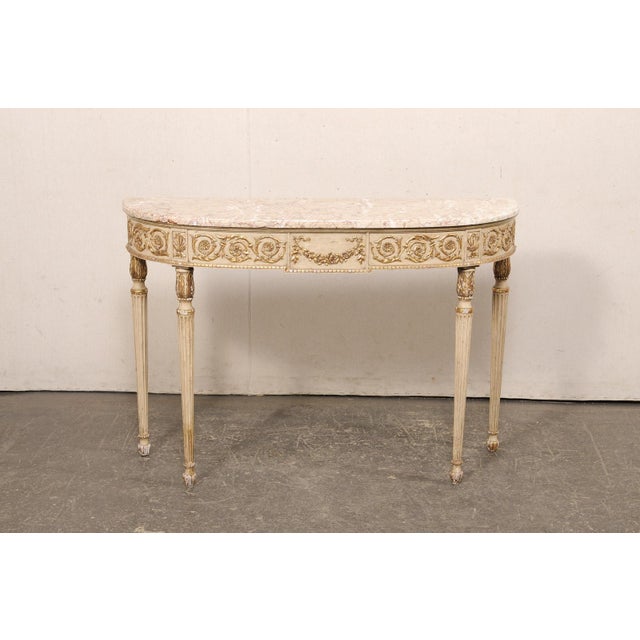 Mid 20th Century Italian Marble Top Slender Console, 4 Ft For Sale - Image 11 of 12