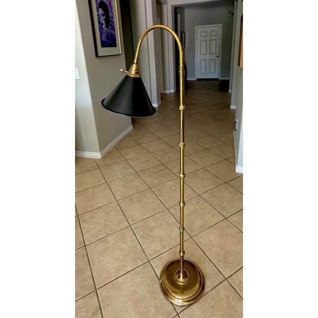 Traditional Late 20th Century Frederick CooperSolid Brass Faux Bamboo Floor Lamp For Sale - Image 3 of 17