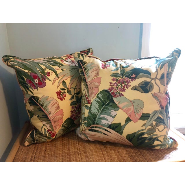Yellow Tropical Print Glazed Cotton Pillows A Pair Chairish