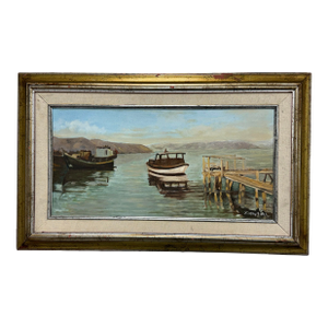 F. Yayboke Turkish Coastal Seascape Signed Oil Painting, Circa 1960's