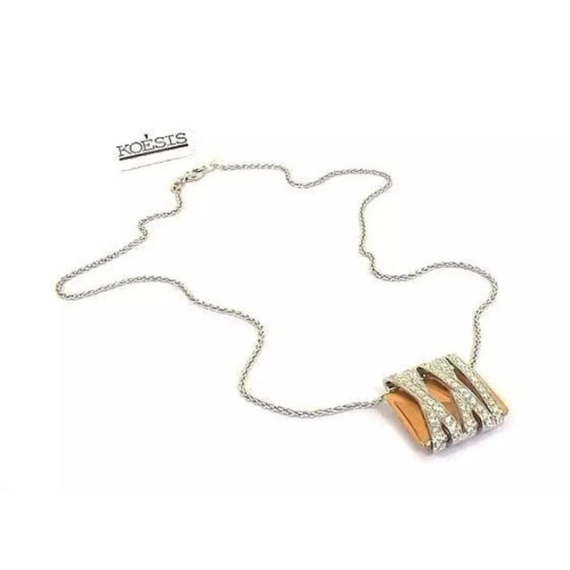 Koesis Diamond 18k Two Tone Gold Wrapped Pendant Necklace For Sale - Image 4 of 6