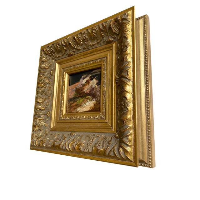 Abstract "Ruled by Mars" 2026 Mini Painting by Jessalin Beutler With Vintage Frame For Sale - Image 3 of 3