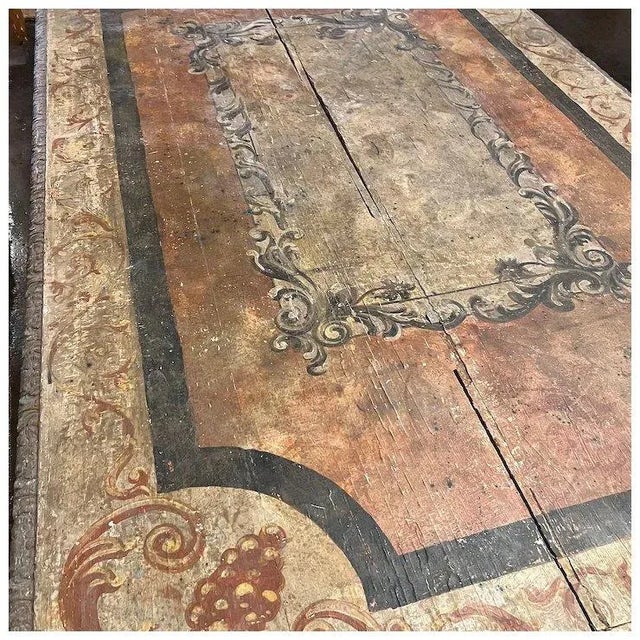 Wood Mid 19th Century French Henri II Painted Oak Library / Desk / Dining Table For Sale - Image 7 of 13