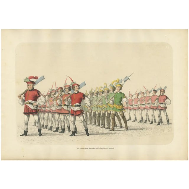 March of the Butchers and Tanners in the Festive Procession of Bern, 1855, Lithograph on Paper For Sale