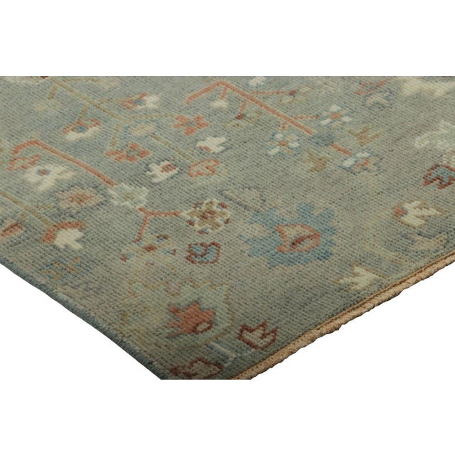 Rug & Kilim’s Persian Style Oushak Square Rug in Blue With Floral Patterns For Sale In New York - Image 6 of 8