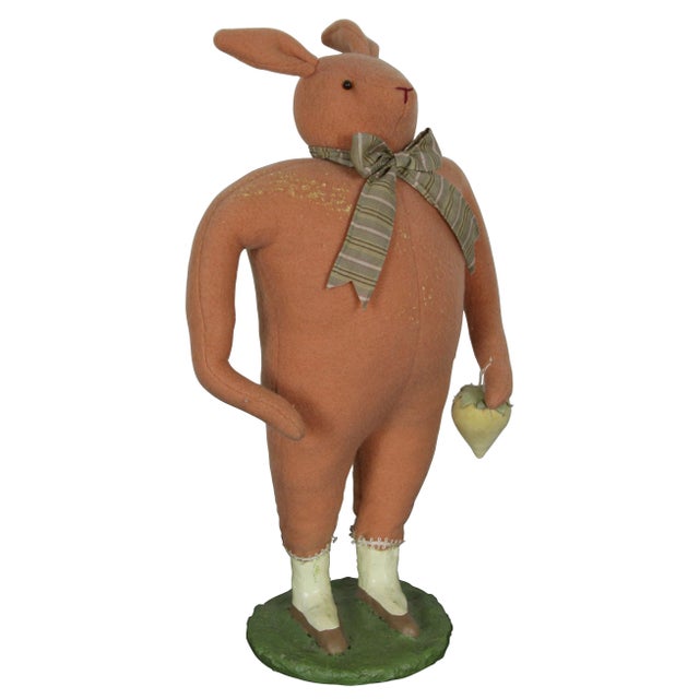 Rare, one of Cody Fosters early original works. Folk art style stuffed animal figurine in the form of a pink rabbit...