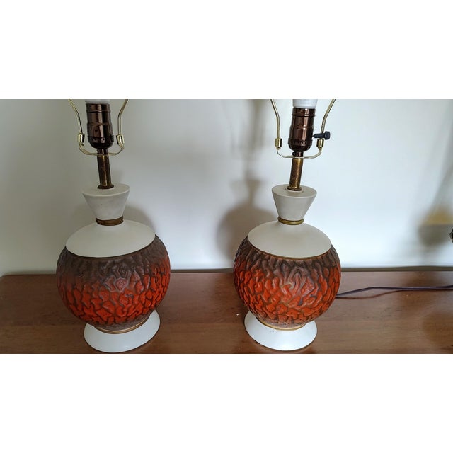 1950s Mid-Century Modern Lamps With Retro Shades - a Pair For Sale In Baltimore - Image 6 of 9