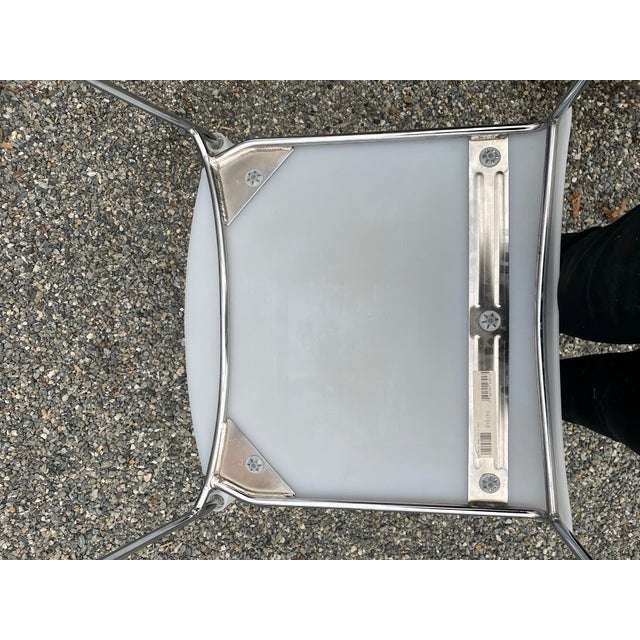 Set of 8 Vintage Chrome Dining /Office Stackable White Vinyl Chairs