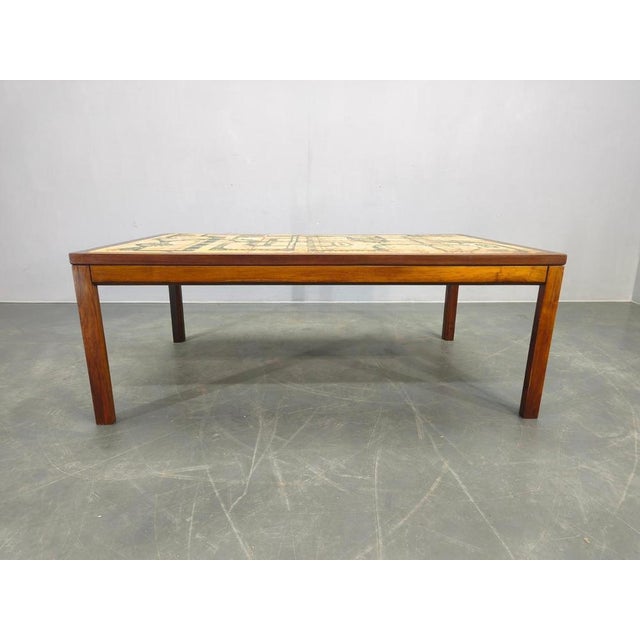 Wood and Tile Coffee Table attributed to Otto Detlefsen for Haslev, 1960s For Sale - Image 3 of 17