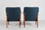 1950s Danish Easy Chairs in Beech and Blue Fabric by Fritz Hansen, 1950-1960, Set of 2 For Sale - Image 5 of 15