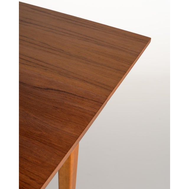 Brown Scandinavian Extendable Teak and Beech Table, 1950s For Sale - Image 8 of 10