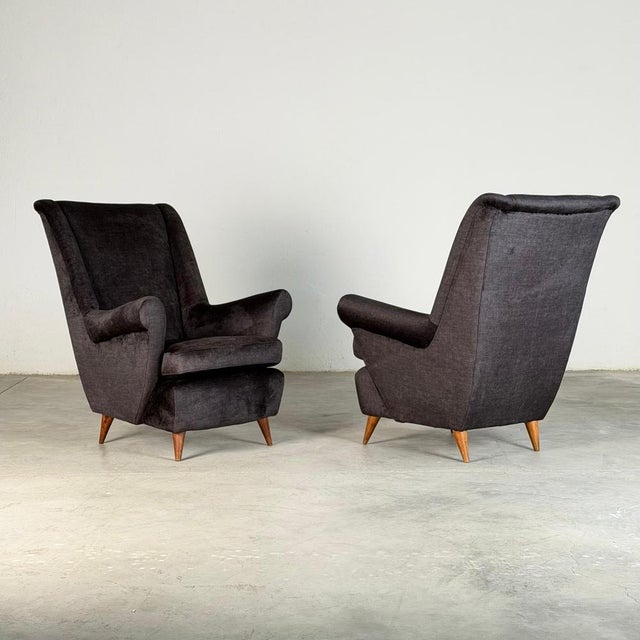 Italian Armchairs attributed to Gio Ponti for Isa Bergamo, 1950s, Set of 2 For Sale - Image 3 of 14