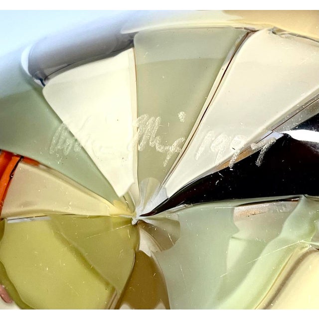 Signed Vintage Robin Mix Patchwork Glass Vase For Sale - Image 10 of 10
